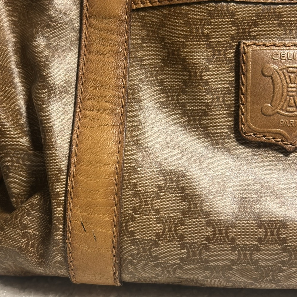 Celine Brown Monogram Handbag with Tan Accents - Picture 6 of 7